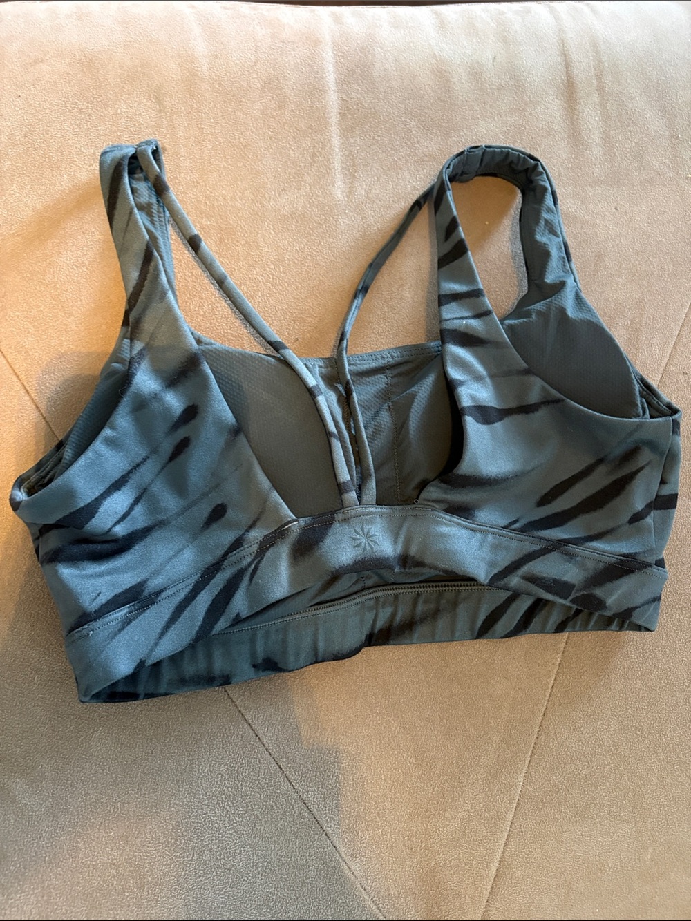 Athleta Olive Green and Black Printed Sports Bra - Picture 8 of 9